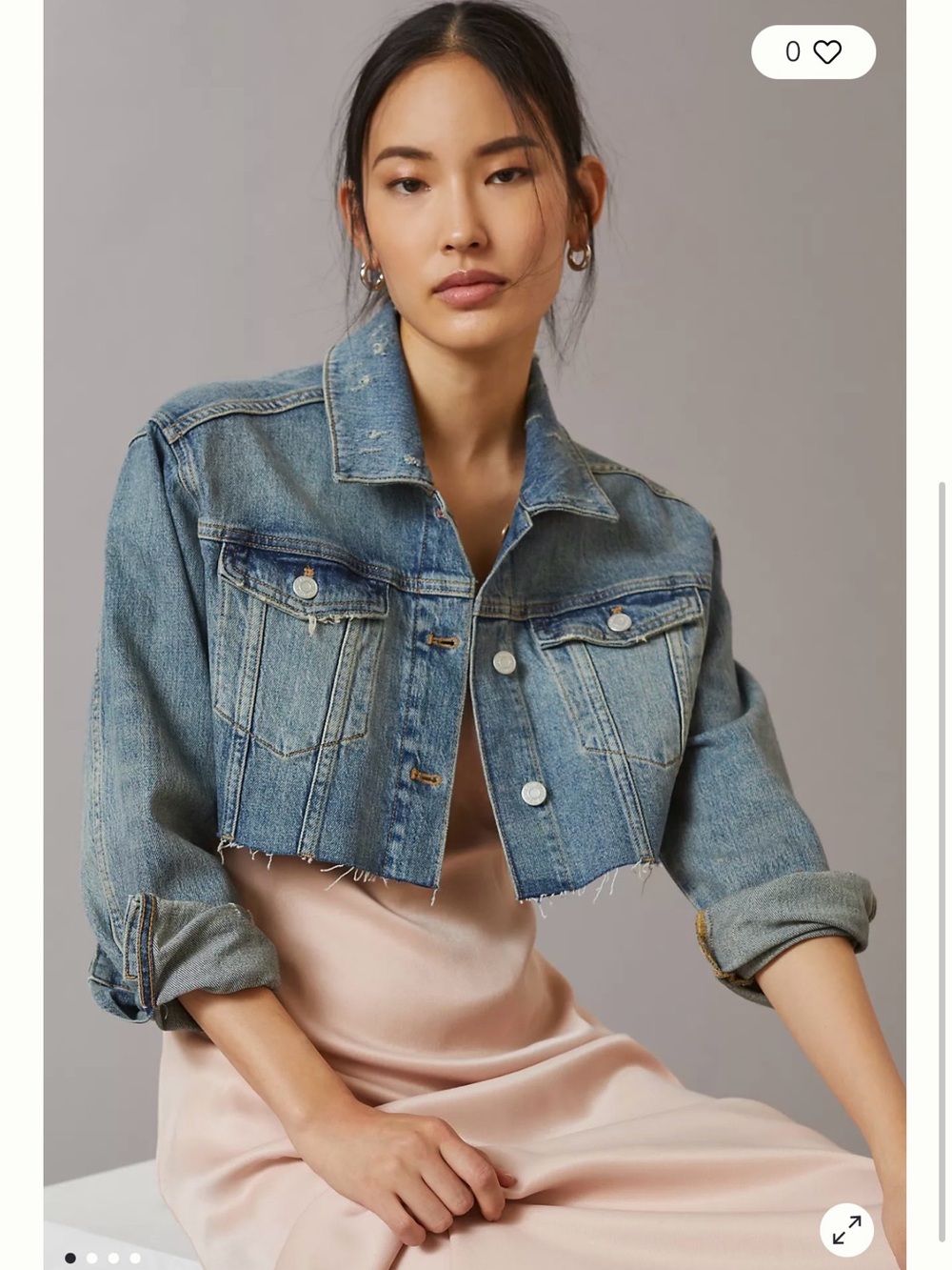 Anthropologie Pilcro Ultra Crop Mini Trucker Denim Jacket Medium Distressed